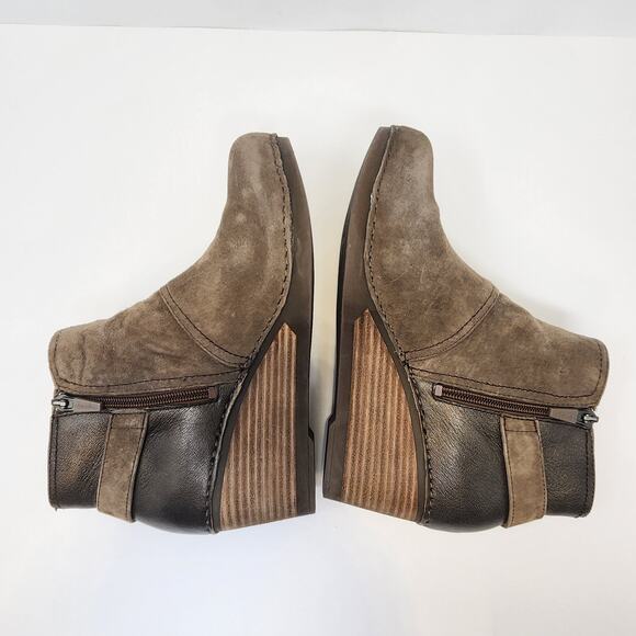 Dansko Women Shirley Wedge Ankle Boot Bootie Size 40 US 9.5 Brown Taupe Suede - Picture 8 of 9